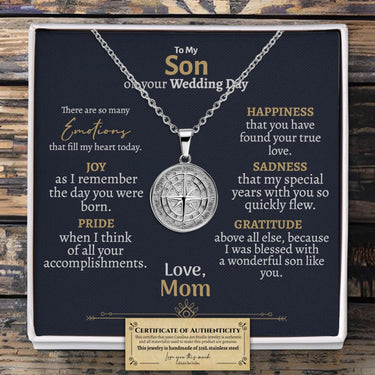 Son Wedding (from Mom) Compass Necklace - Love You This Much